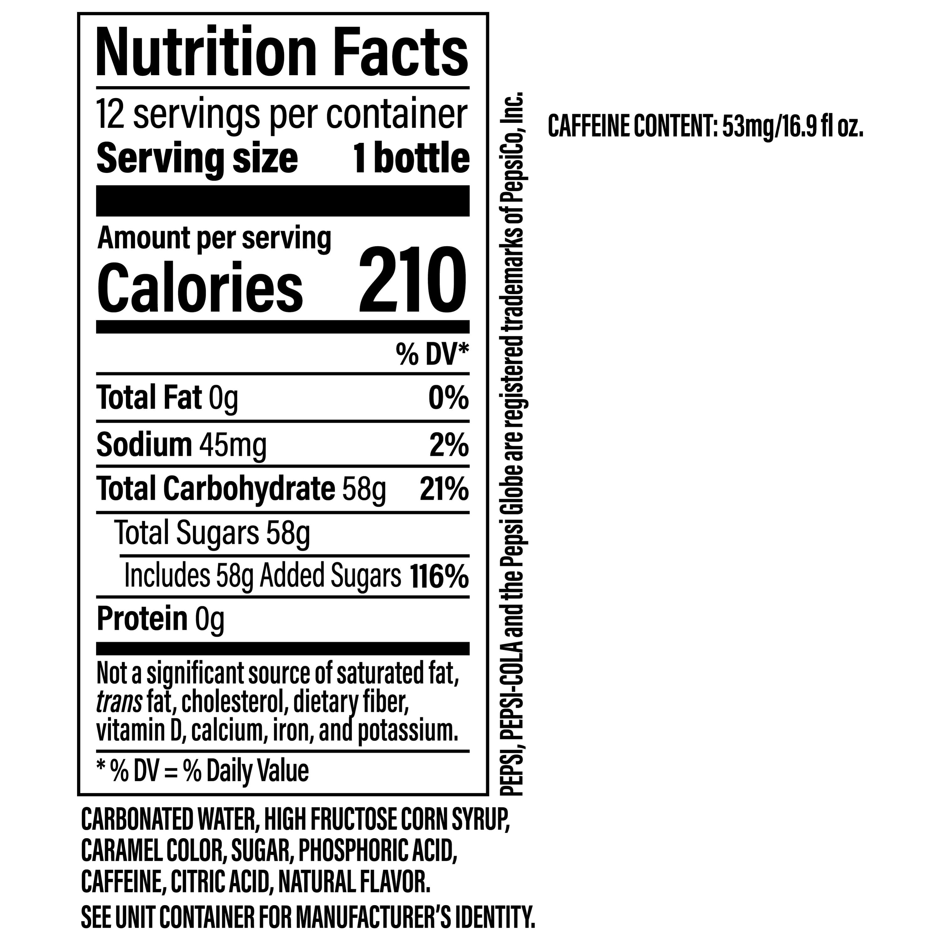 Pepsi Cola Soda Pop Bottles 16.9 Fl Oz 12 Pack