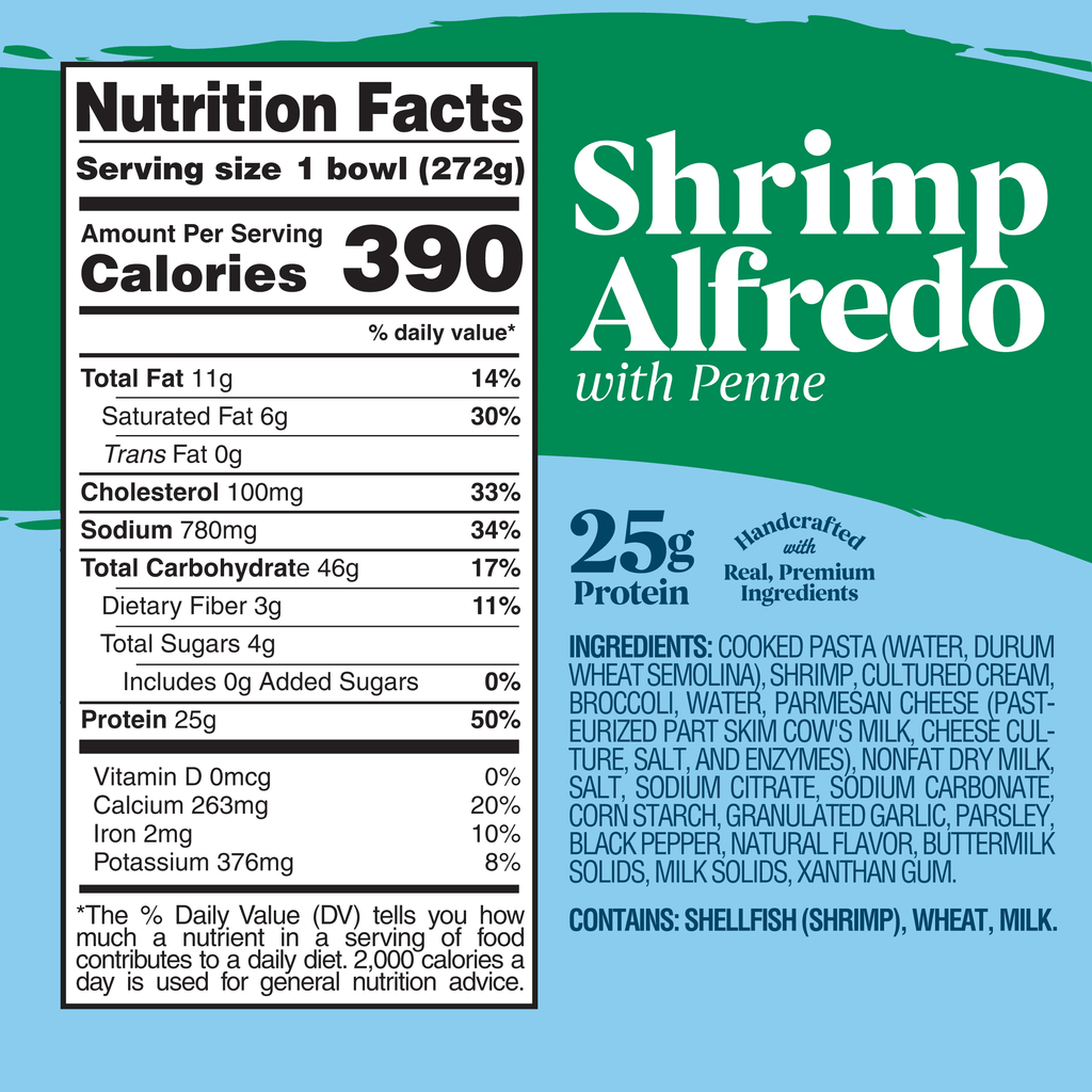 Scott & Jon's Shrimp Alfredo Pasta Frozen Meal 9.6 Oz