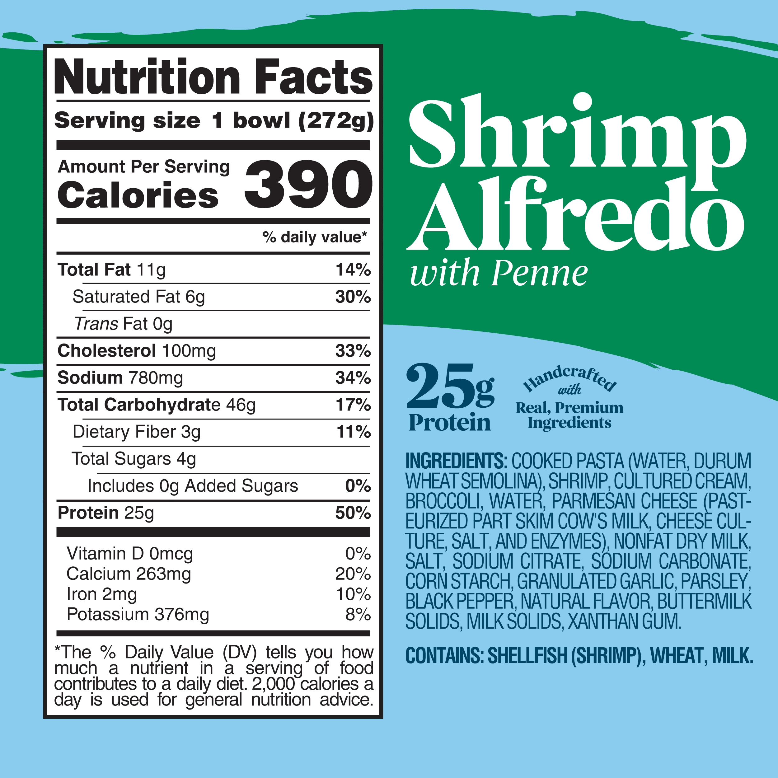 Scott & Jon's Shrimp Alfredo Pasta Frozen Meal 9.6 Oz