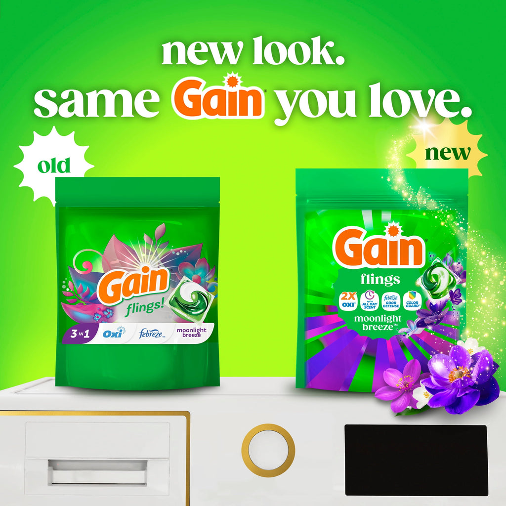 Gain Flings 4-in-1 Oxi Boost Febreze Laundry Detergent Pacs Moonlight Breeze 31 Count