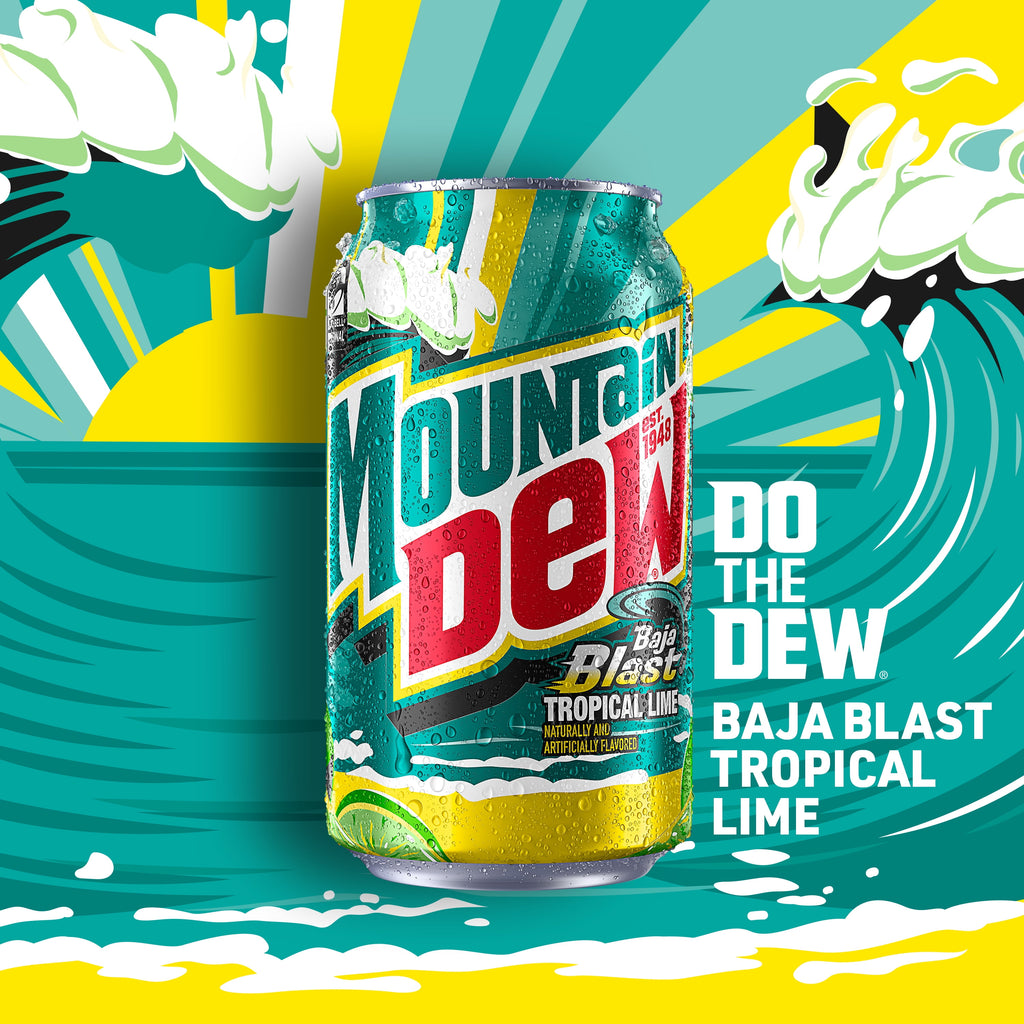 Mountain Dew Baja Blast Tropical Lime Soda Pop Cans 12 Fl Oz 24 Pack