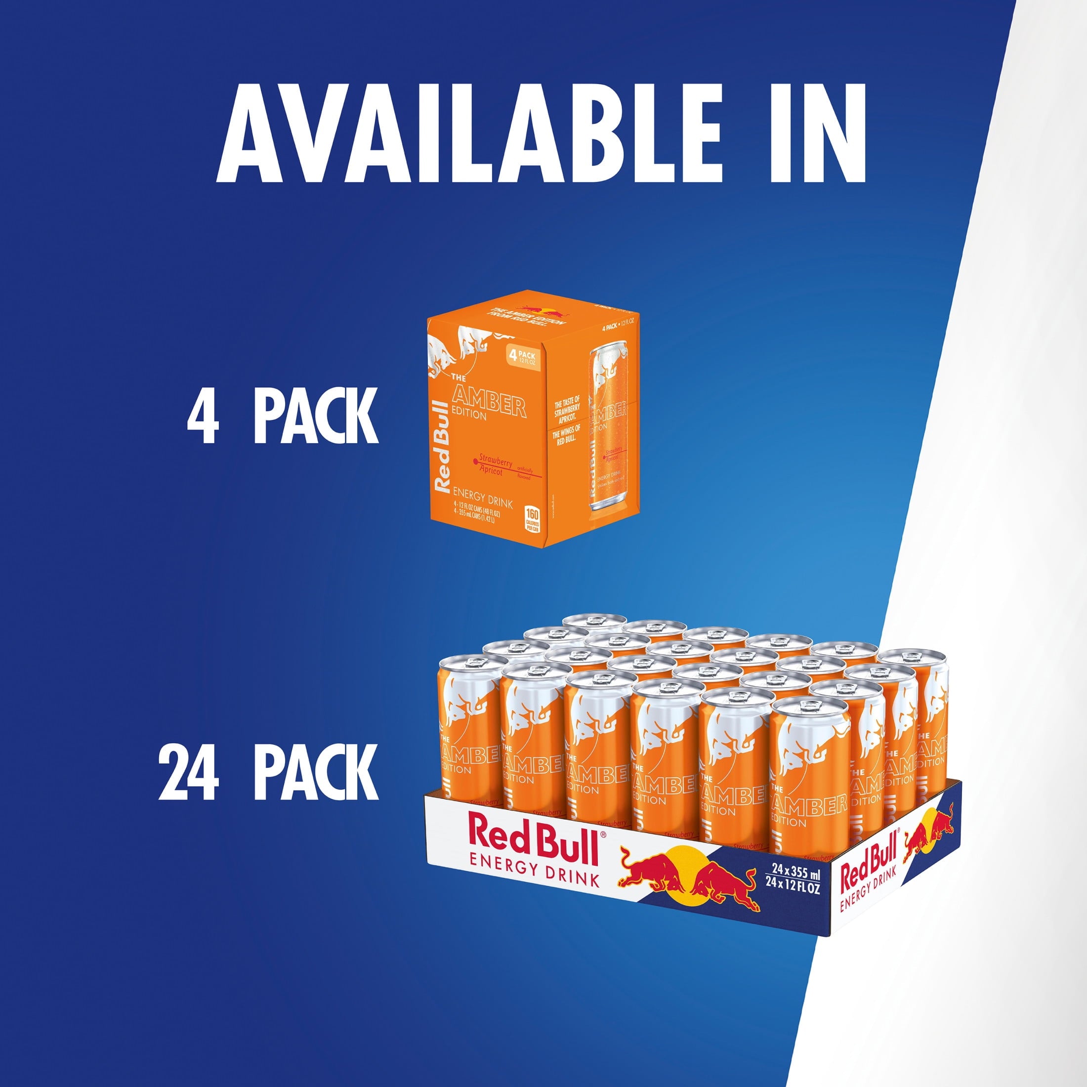 Red Bull Amber Edition Strawberry Apricot Energy Drink 12 fl oz 24 Pack Cans