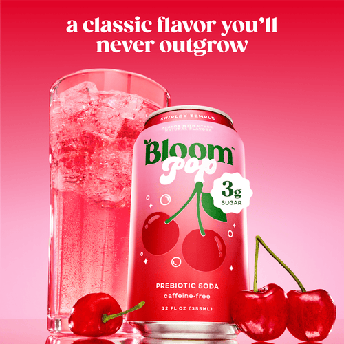 Bloom Nutrition Pop Prebiotic Soda Shirley Temple Can 12 Fl Oz