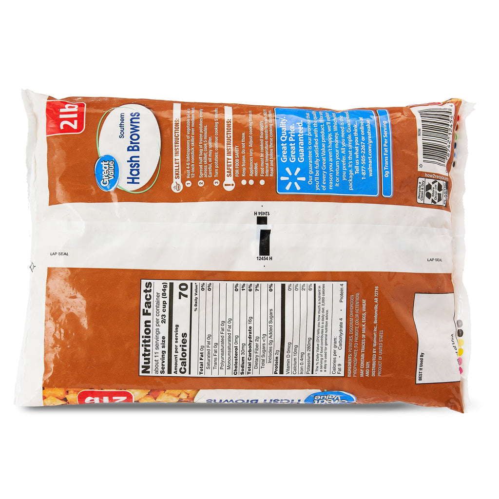 Great Value Southern Hash Browns Frozen 32 Oz
