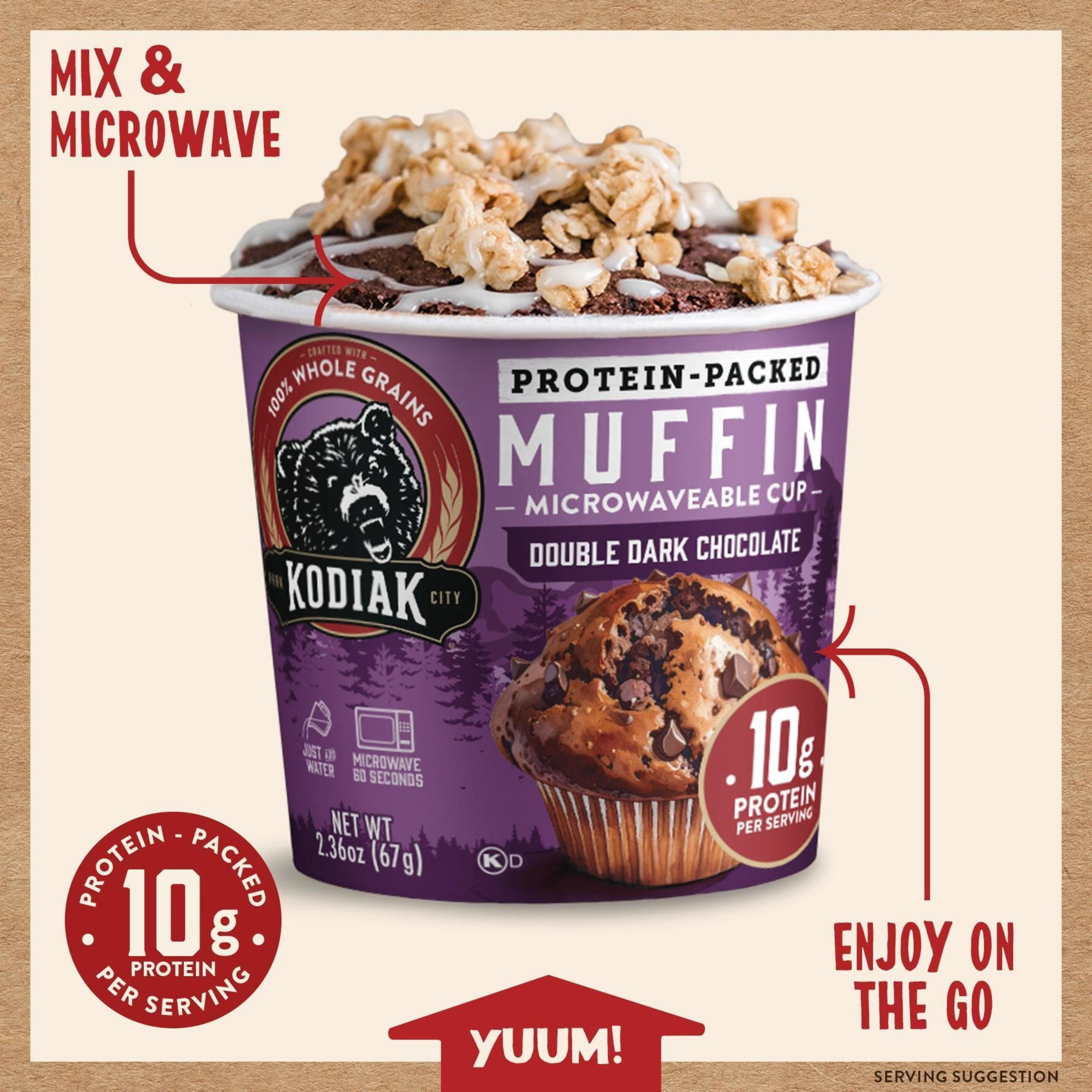 Double Dark Chocolate Muffin Power Cup 2.36 Oz 1 Count Kodiak