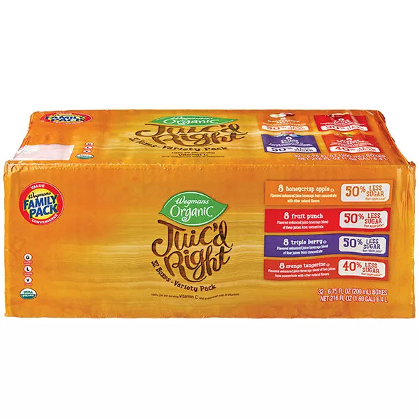 Wegmans Organic Juic'd Right Variety Pack Juice Box, 32 pack, Family Pack 216 fl. oz.