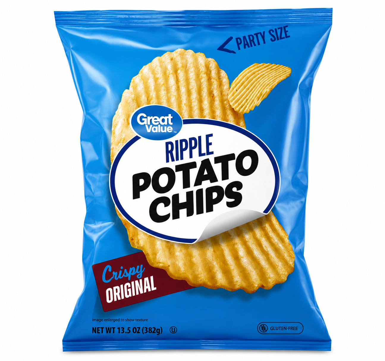 Original Flavored Rippled Potato Chips Party Size 13.5 Oz 1 Count Great Value