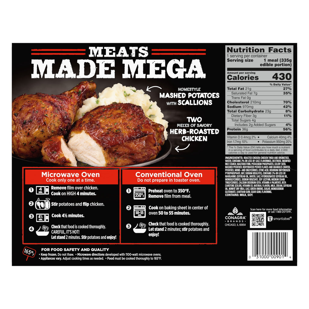 Banquet Mega Meats Roasted Chicken Frozen Meal 13.4 Oz