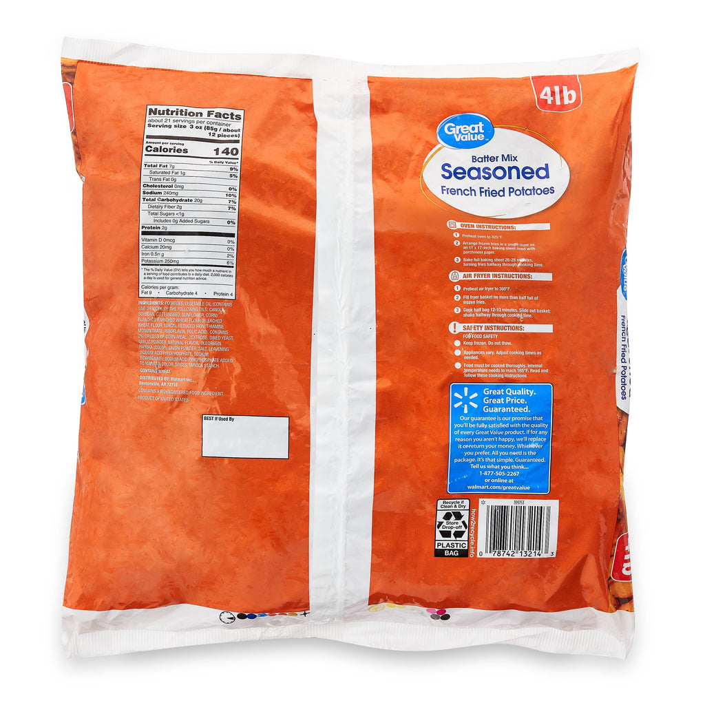 Great Value Seasoned French Fried Potatoes Frozen 64 Oz