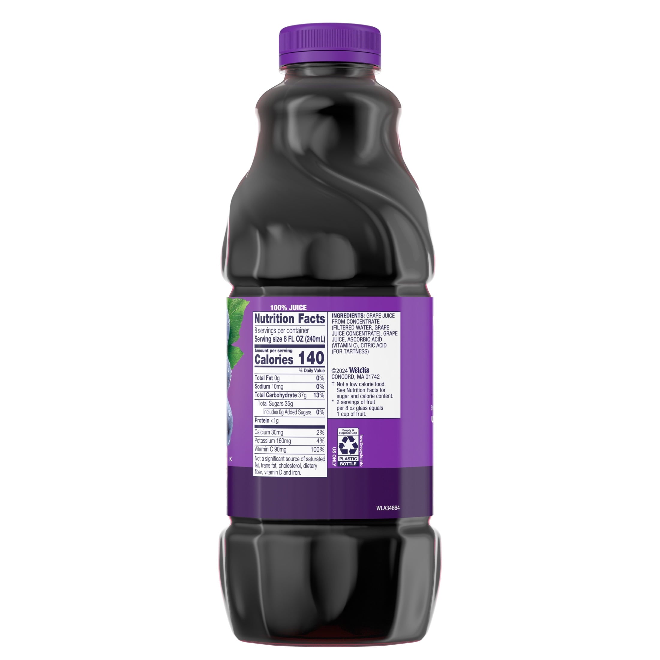 Welch's 100% Concord Grape Juice 64 fl oz Bottle