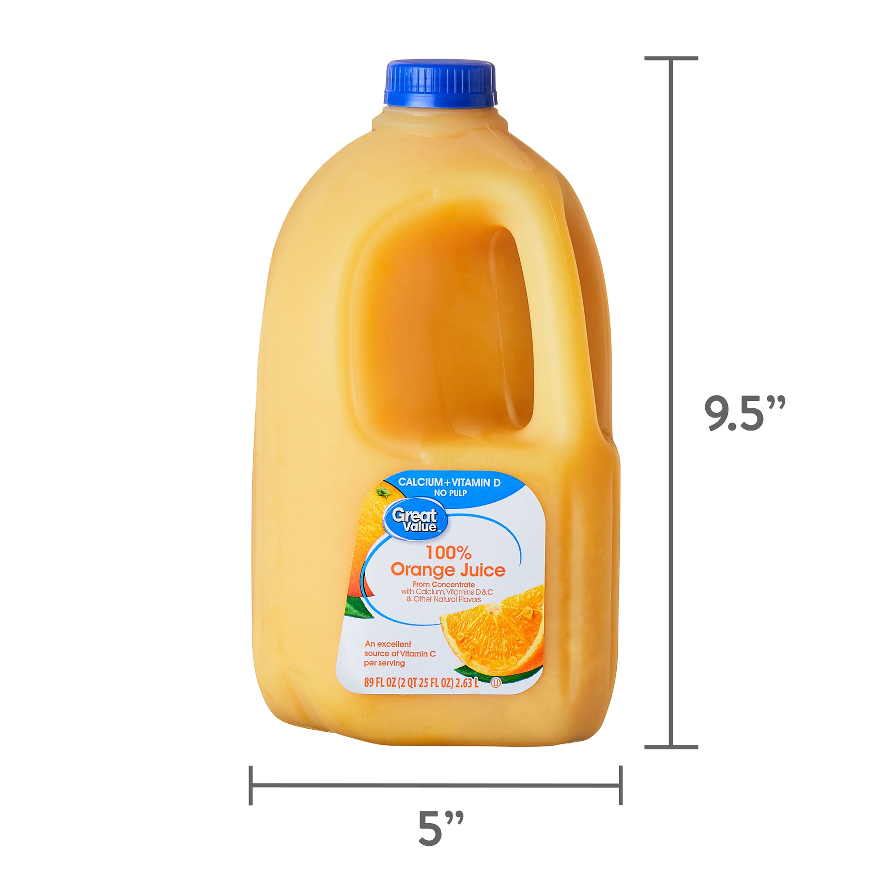 Great Value 100% Orange Juice From Concentrate No Pulp Calcium & Vitamin D 89 fl oz