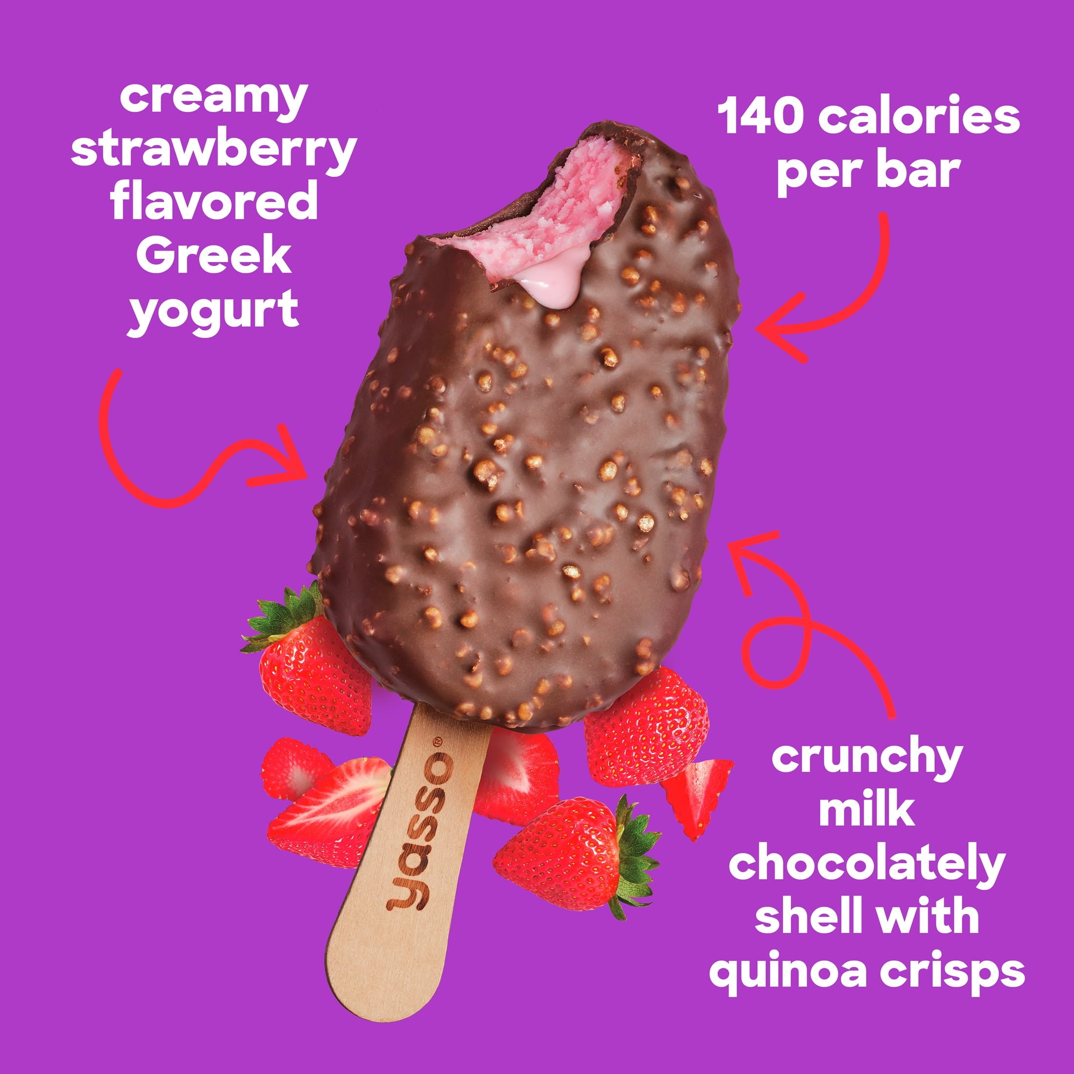 Yasso Strawberry Chocolate Crunch Frozen Greek Yogurt Bars 4 Count