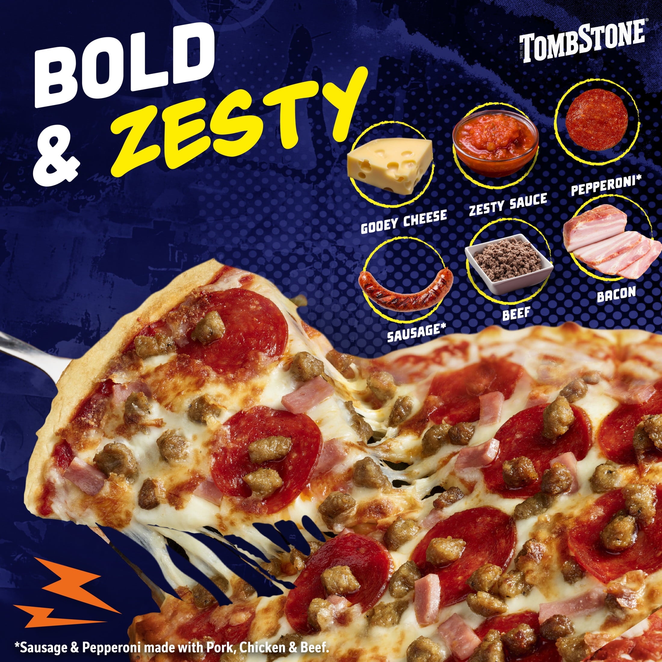 Tombstone Four Meat Original Thin Crust Frozen Pizza 21.1 Oz