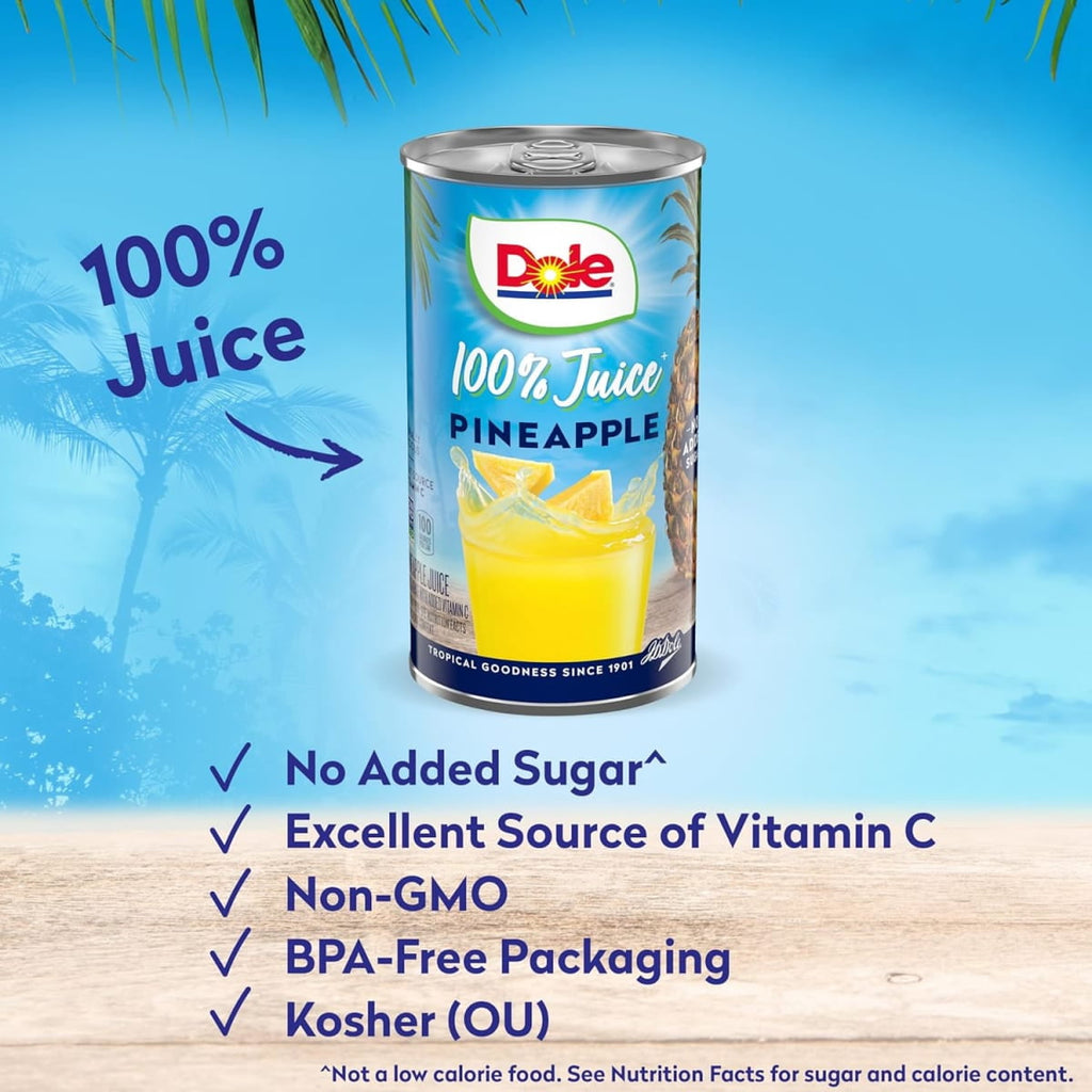 Dole 100% Pineapple Juice 6 fl oz Cans 6 Count