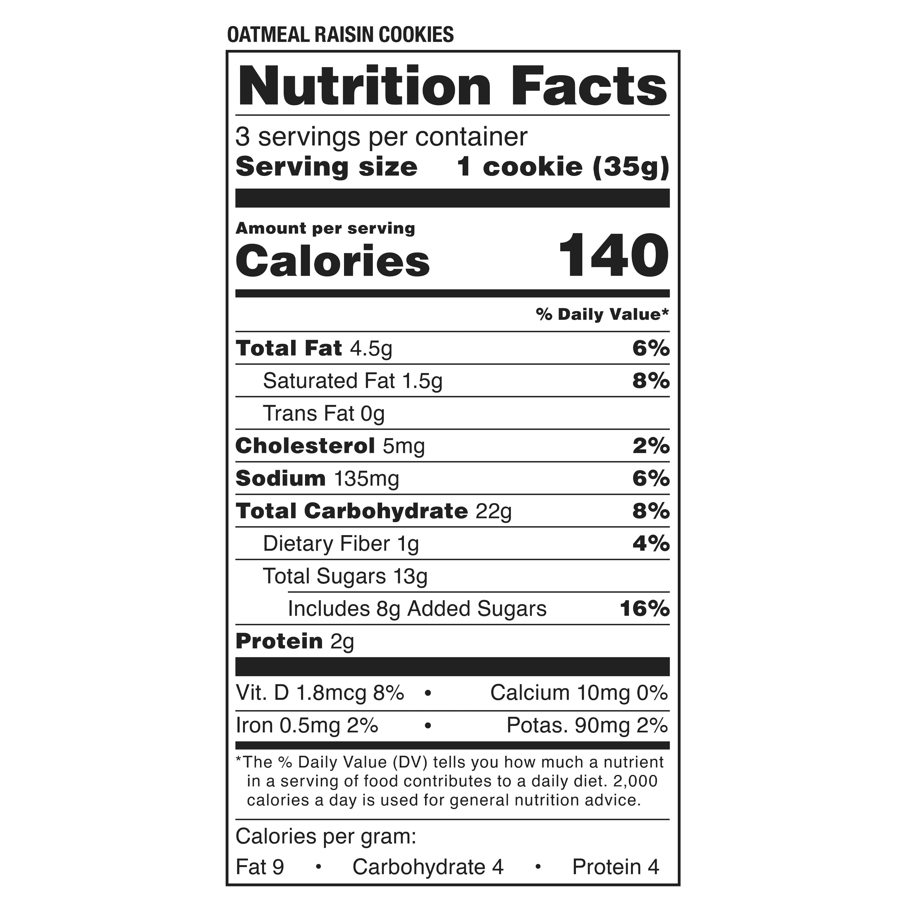 Decadent Oatmeal Raisin Baked Cookies 3.75 Oz 3 Count Marketside