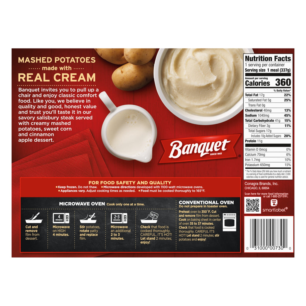 Banquet Salisbury Steak Frozen Meal 11.88 Oz