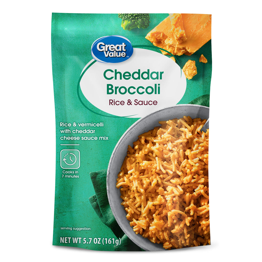 Great Value Cheddar Broccoli Rice & Sauce 5.7 Oz 4 Pack