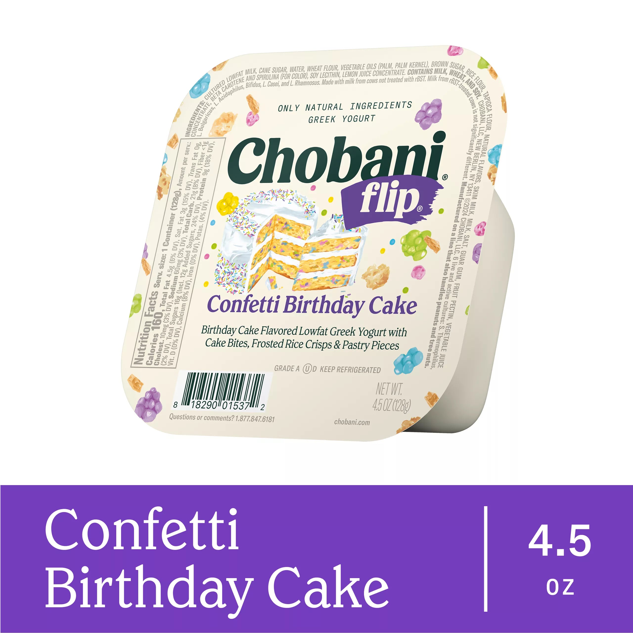 Chobani Flip Confetti Birthday Cake Greek Yogurt 4.5 ounce