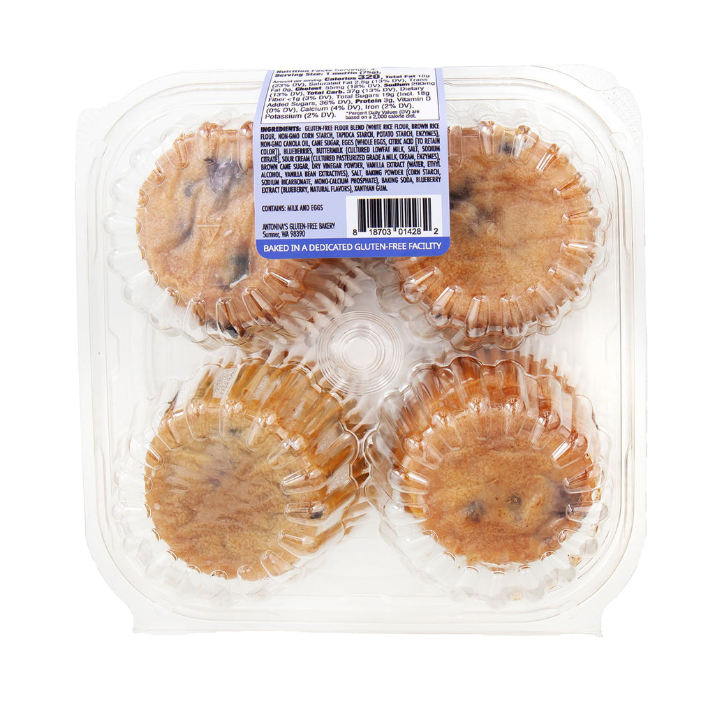 Blueberry Muffins 10.5 Oz 4 Count Antonina's Gluten-Free Bakery