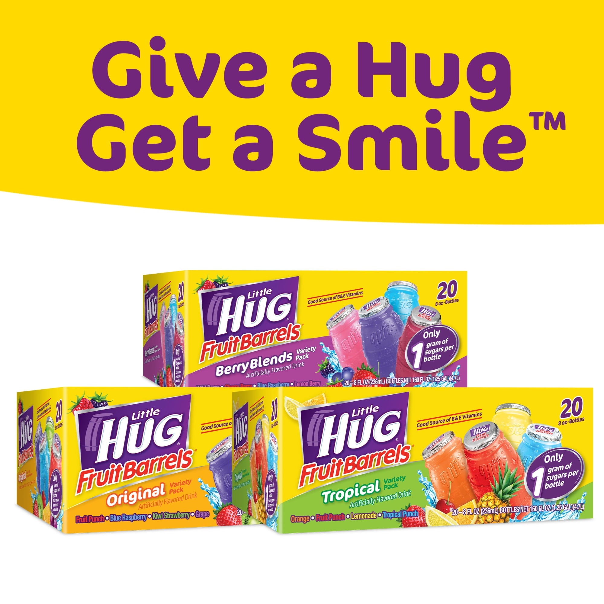 Little HUG Fruit Barrels Original Variety Pack Kids Drinks 40 Count 8 fl oz