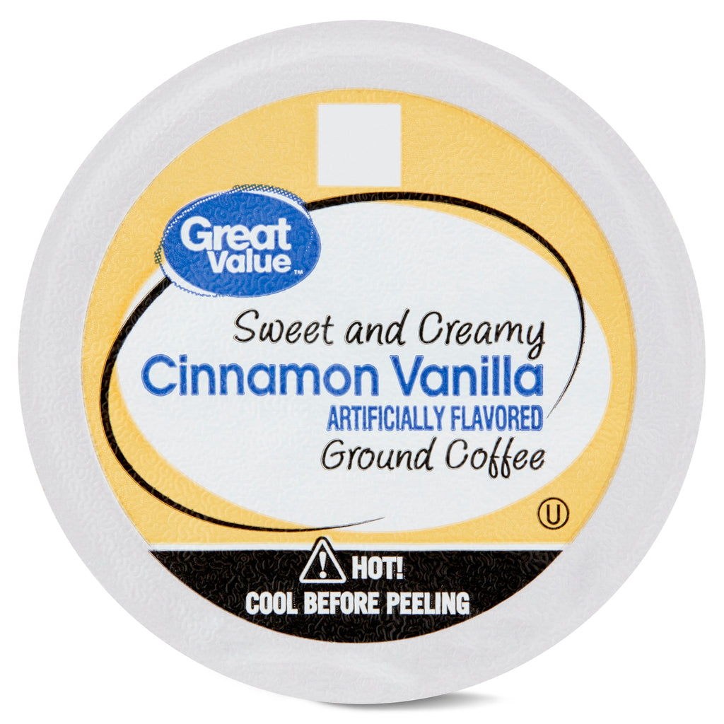 Great Value Medium Roast Cinnamon Vanilla Ground Coffee Pods 12 Count