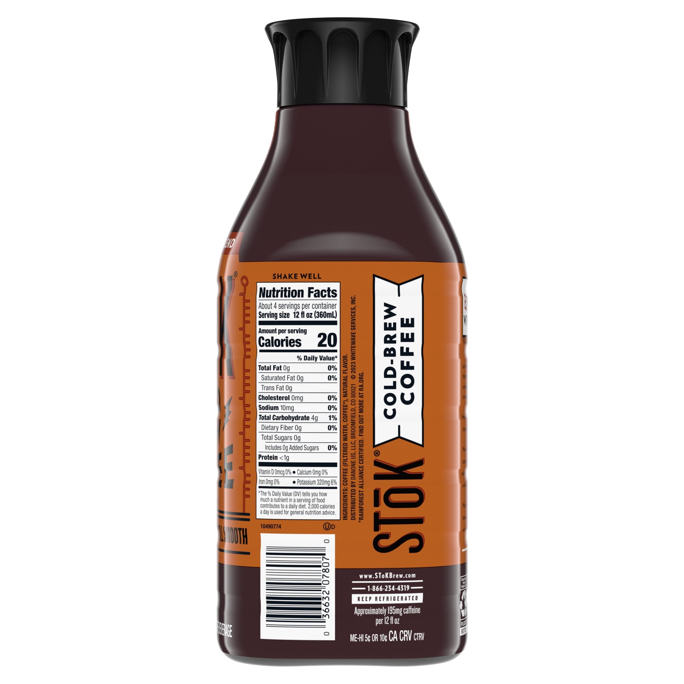 SToK Espresso Blend Naturally Caffeinated Dark Roast Black Unsweetened Cold Brew Coffee 48 fl oz Bottle