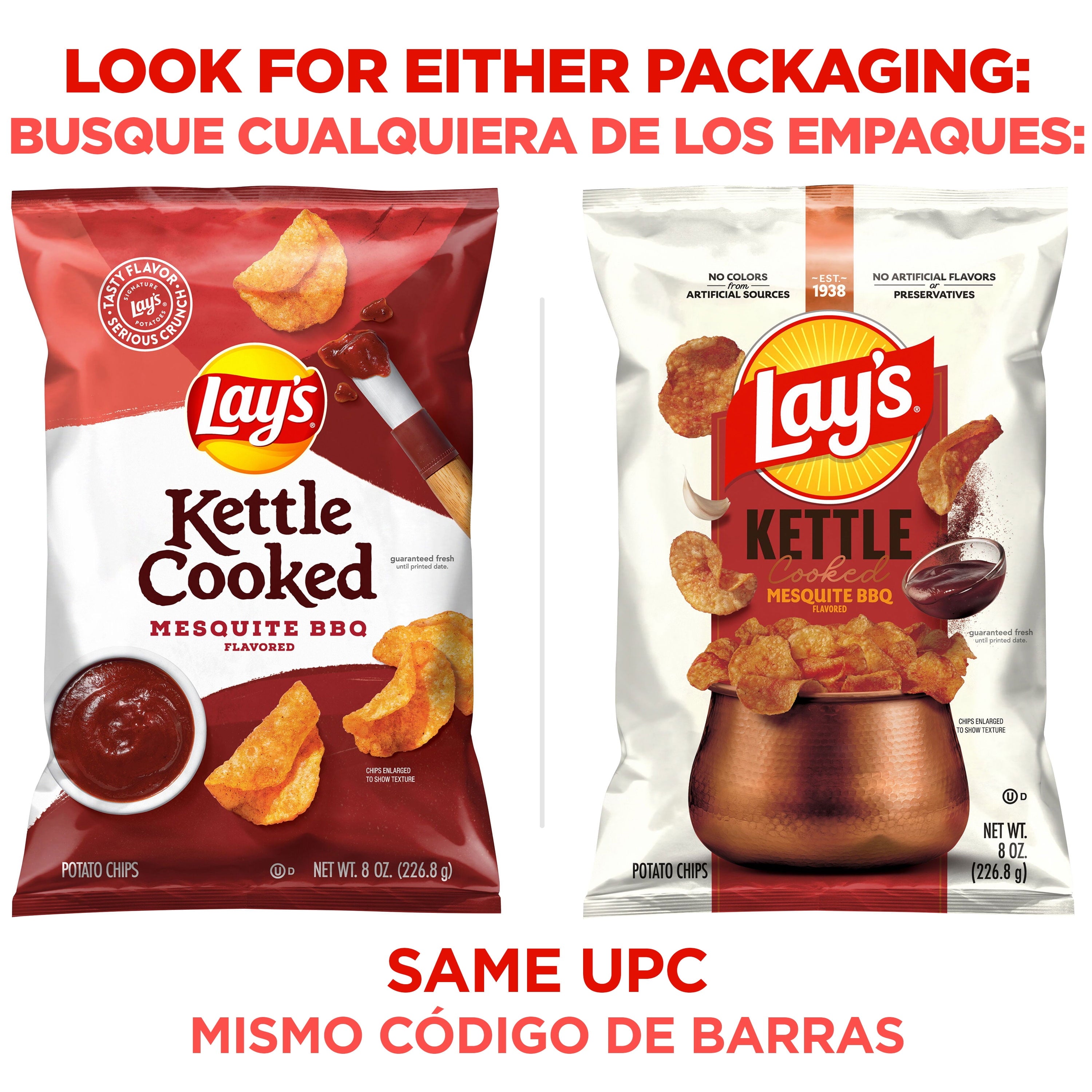 Mesquite BBQ Kettle Cooked Potato Chips 8 Oz Lay's