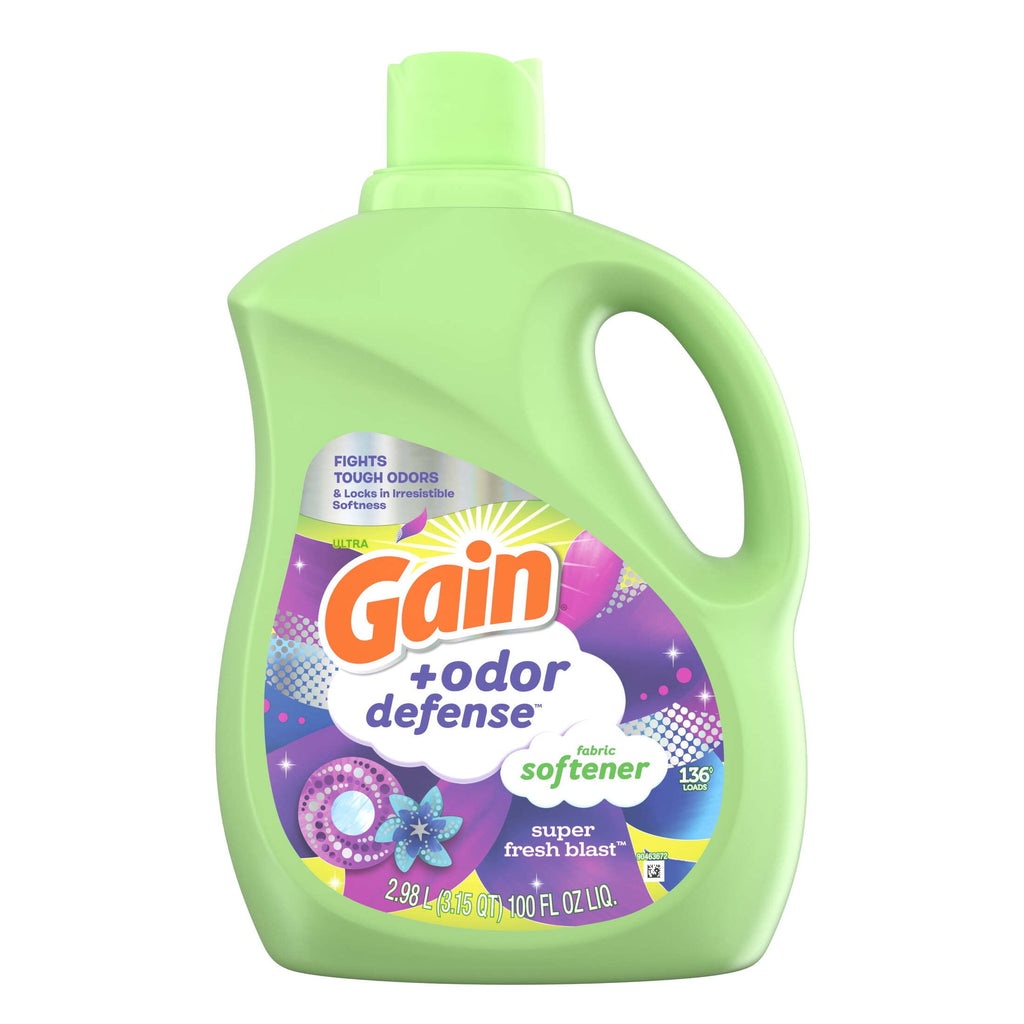 Gain Odor Defense Liquid Fabric Softener Super Fresh Blast 100 fl oz 136 Loads