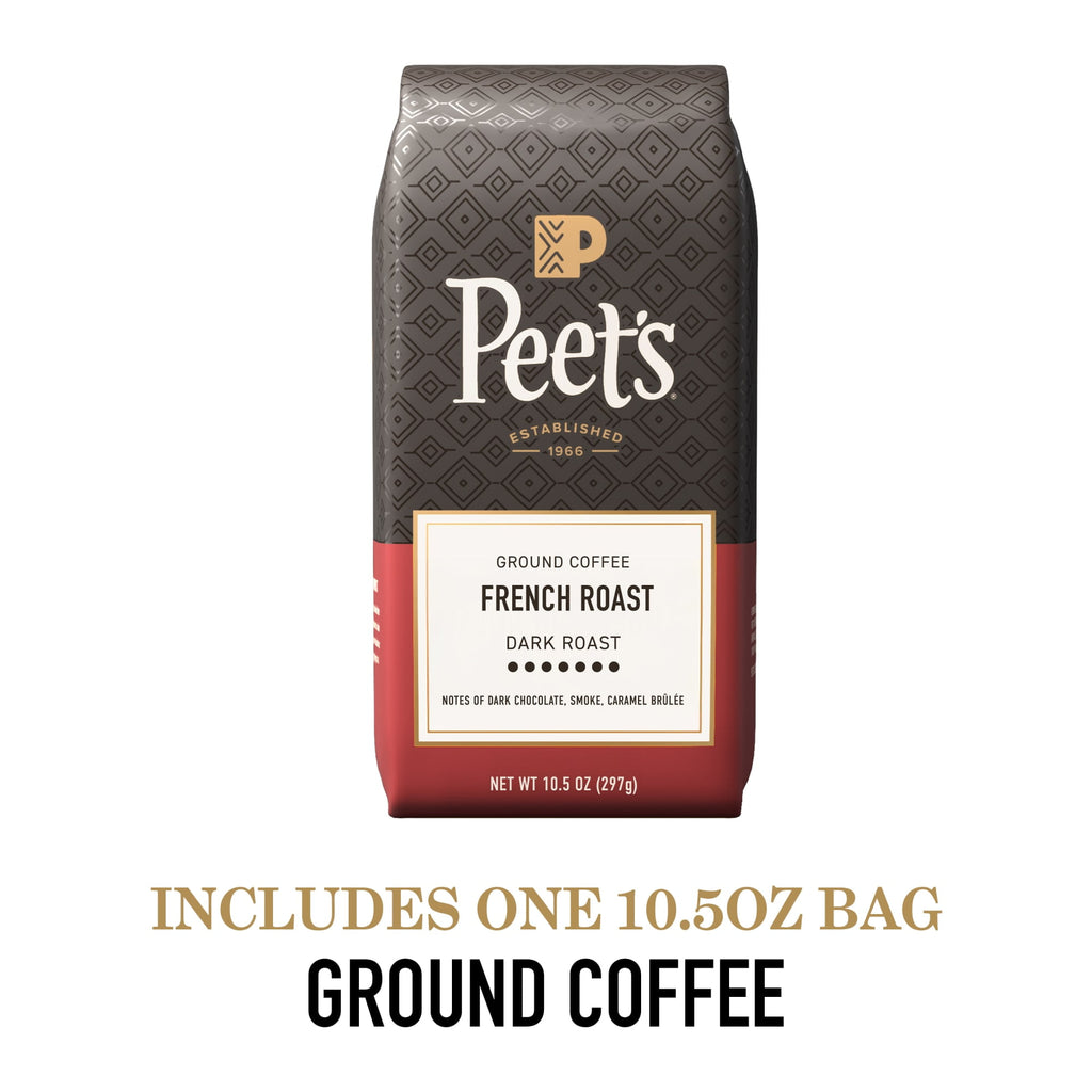 Peet's French Roast Naturally Caffeinated Dark Ground Coffee 10.5 oz Bag