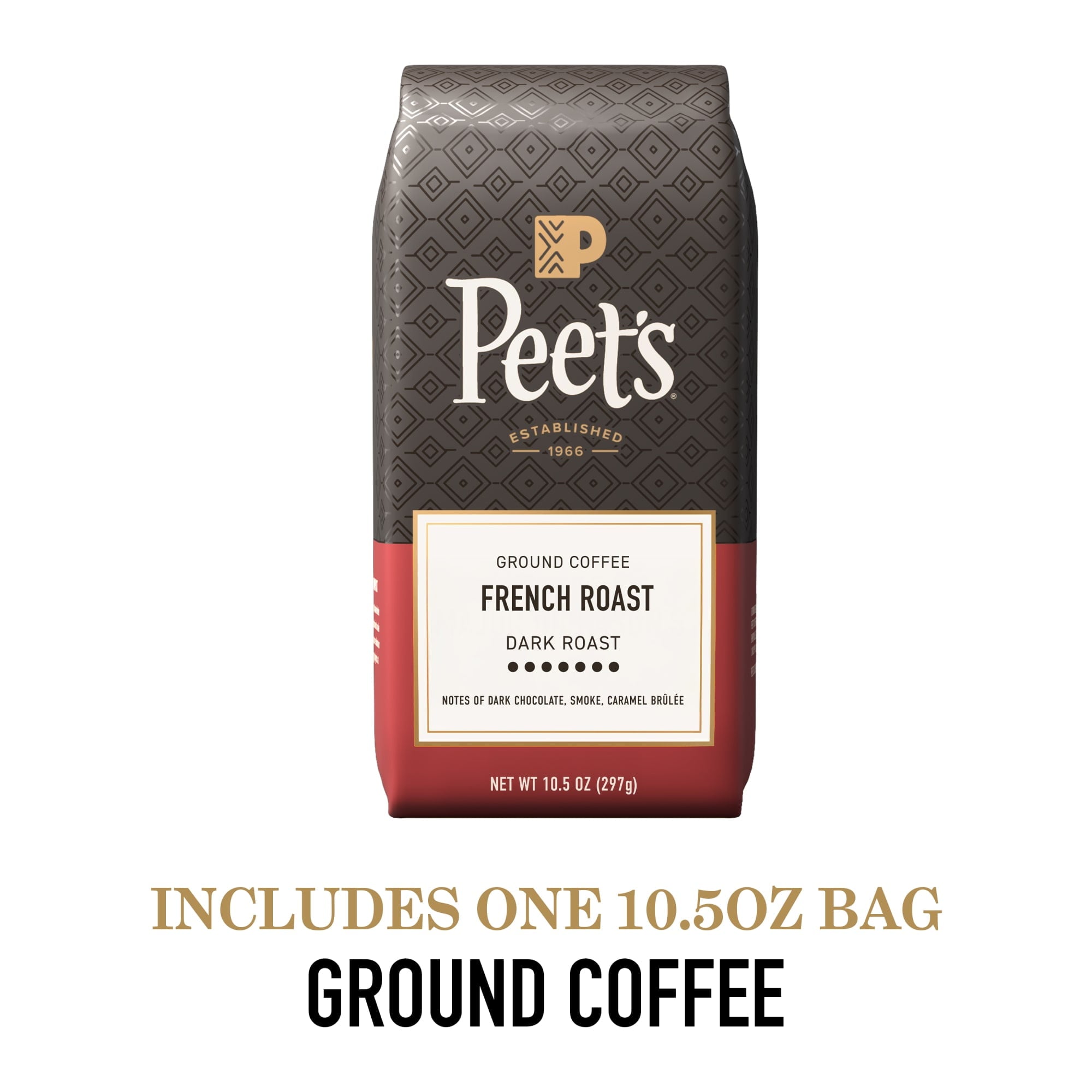 Peet's French Roast Naturally Caffeinated Dark Ground Coffee 10.5 oz Bag