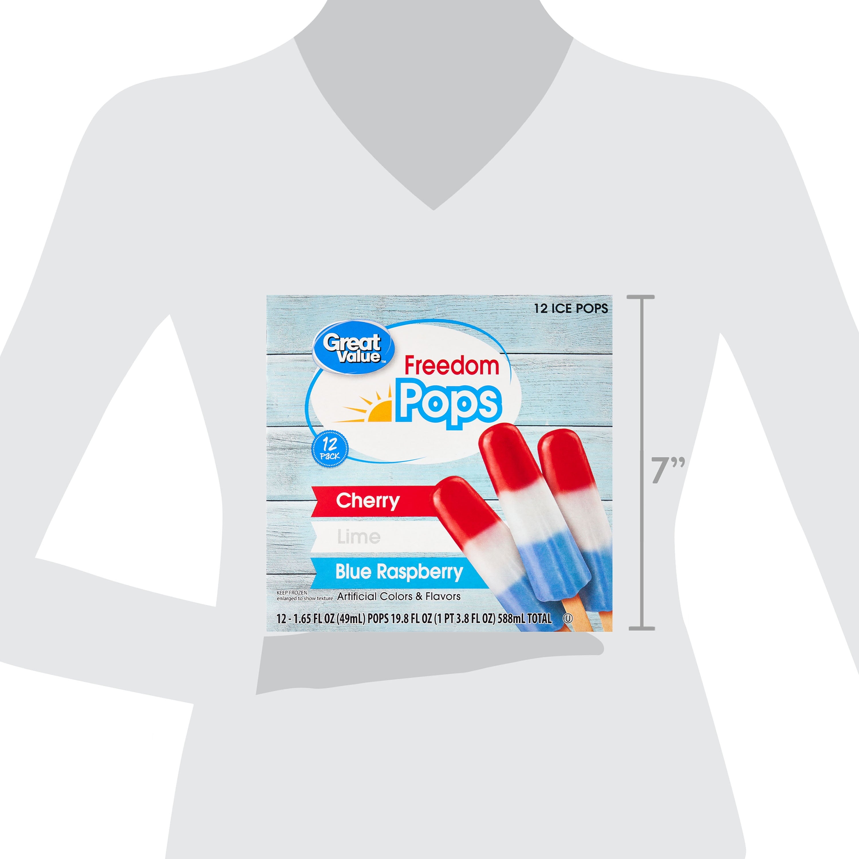 Great Value Freedom Ice Pops Cherry Lime Blue Raspberry 12 Count 19.8 Fl Oz