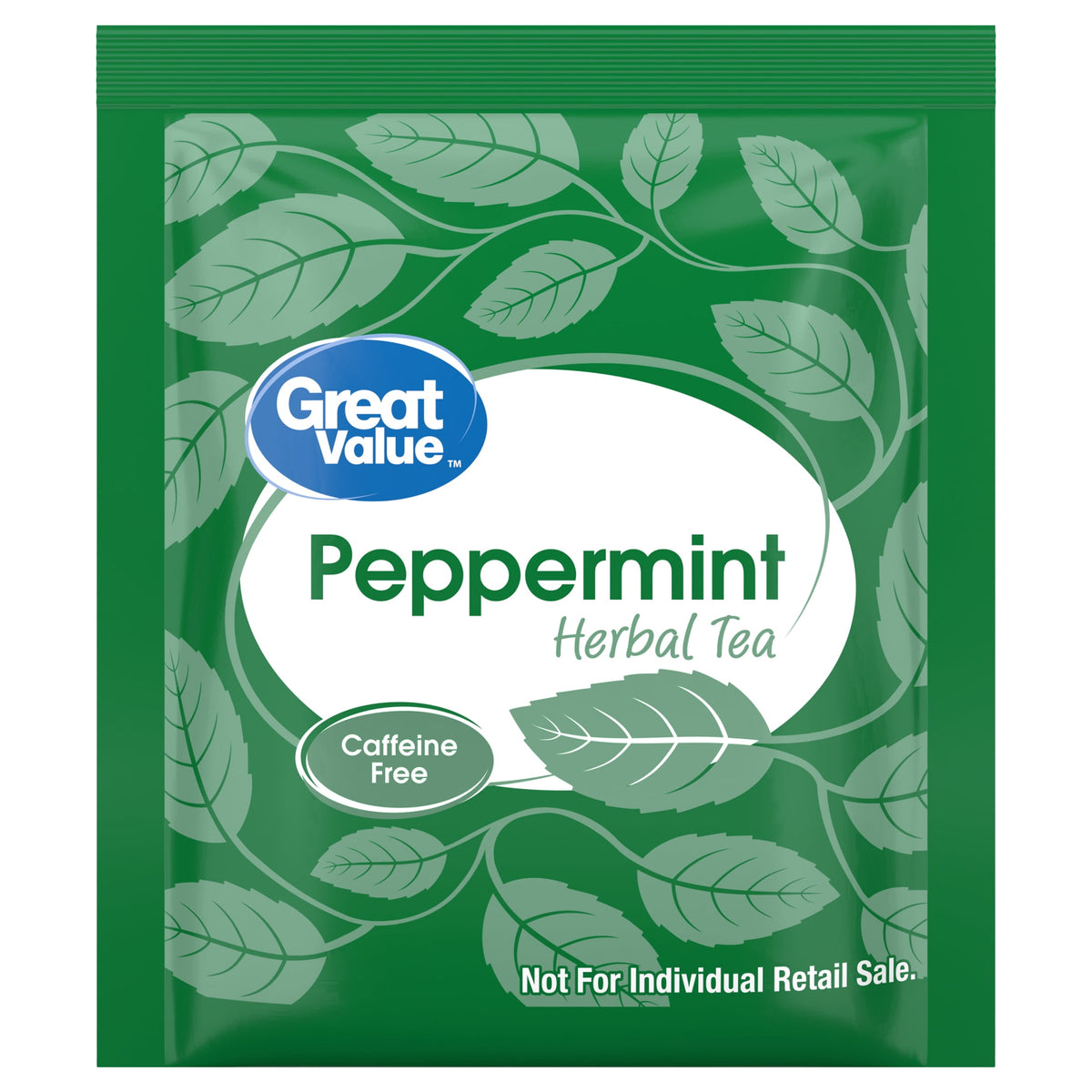 Great Value Peppermint Herbal Tea Bags Caffeine Free 2.12 oz 40 Count