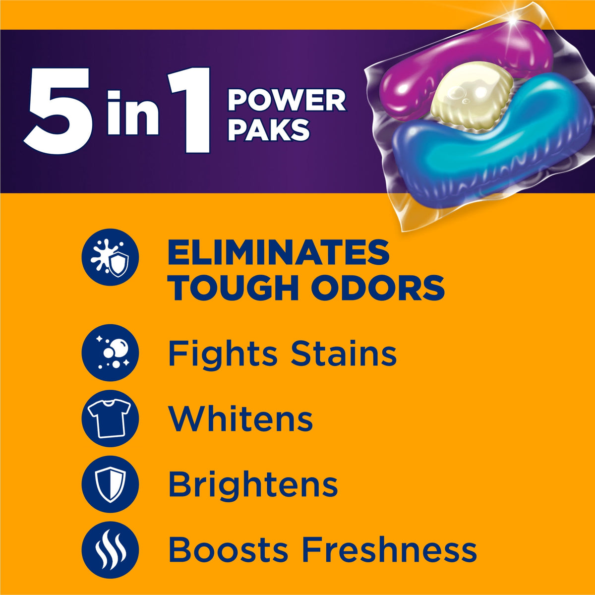 ARM & HAMMER Plus OxiClean Odor Blasters 5-in-1 Laundry Detergent Power Paks Fresh Burst 72 Count