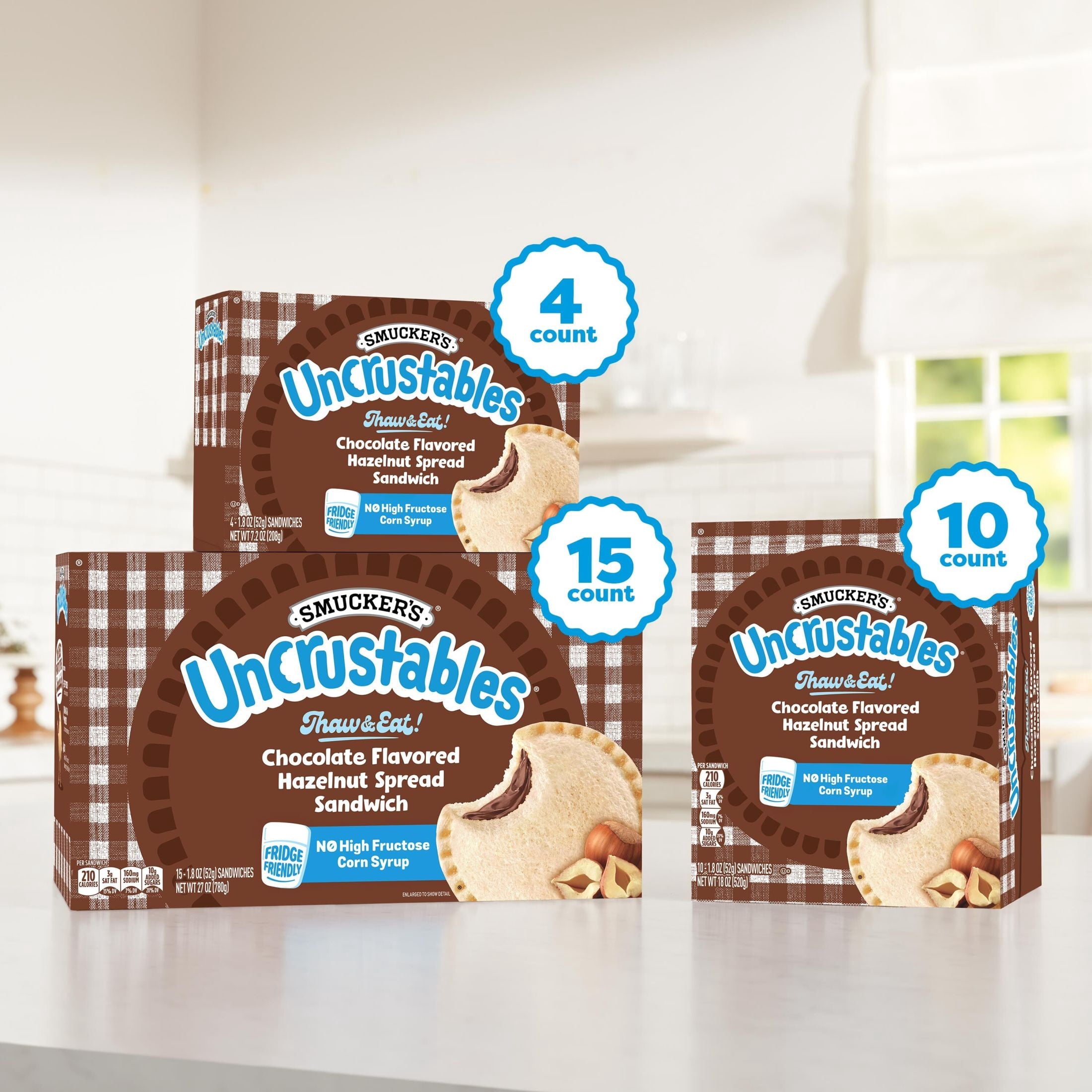 Smucker's Uncrustables Chocolate Flavored Hazelnut Spread Sandwiches Frozen 4 Count 7.2 Oz