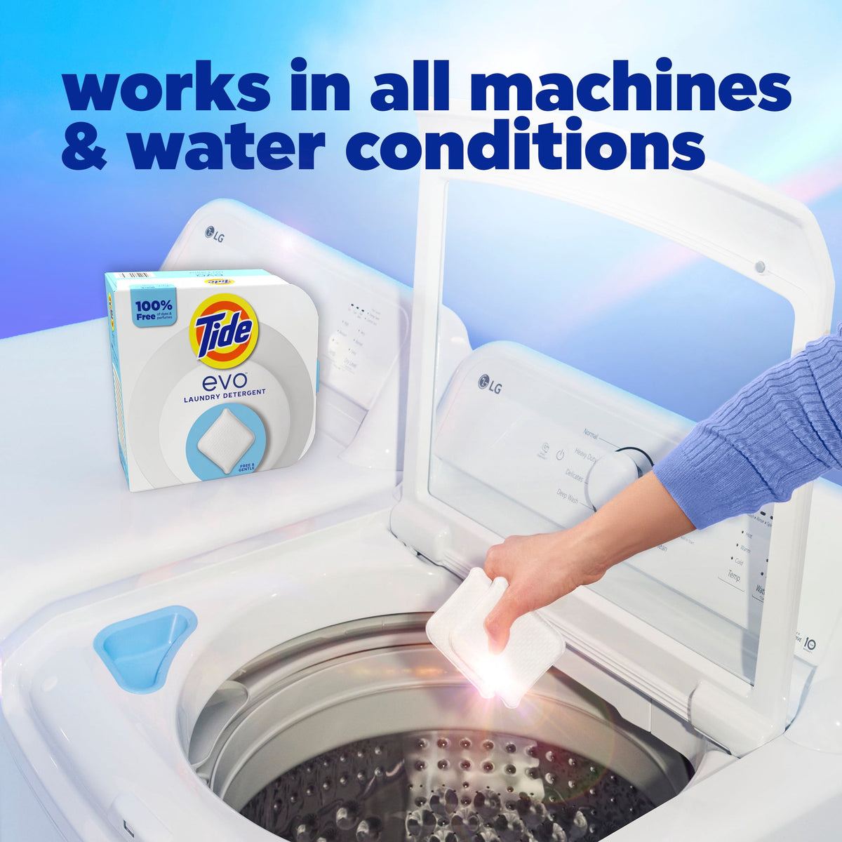 Tide Evo Free & Gentle Laundry Detergent Tiles Unscented 16 Count
