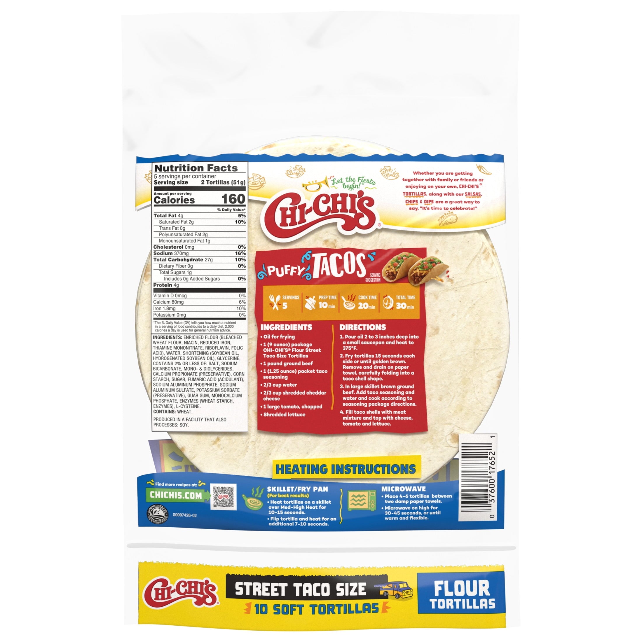 Flour Tortillas Street Taco Size 9 Oz 10 Count Chi-Chi's