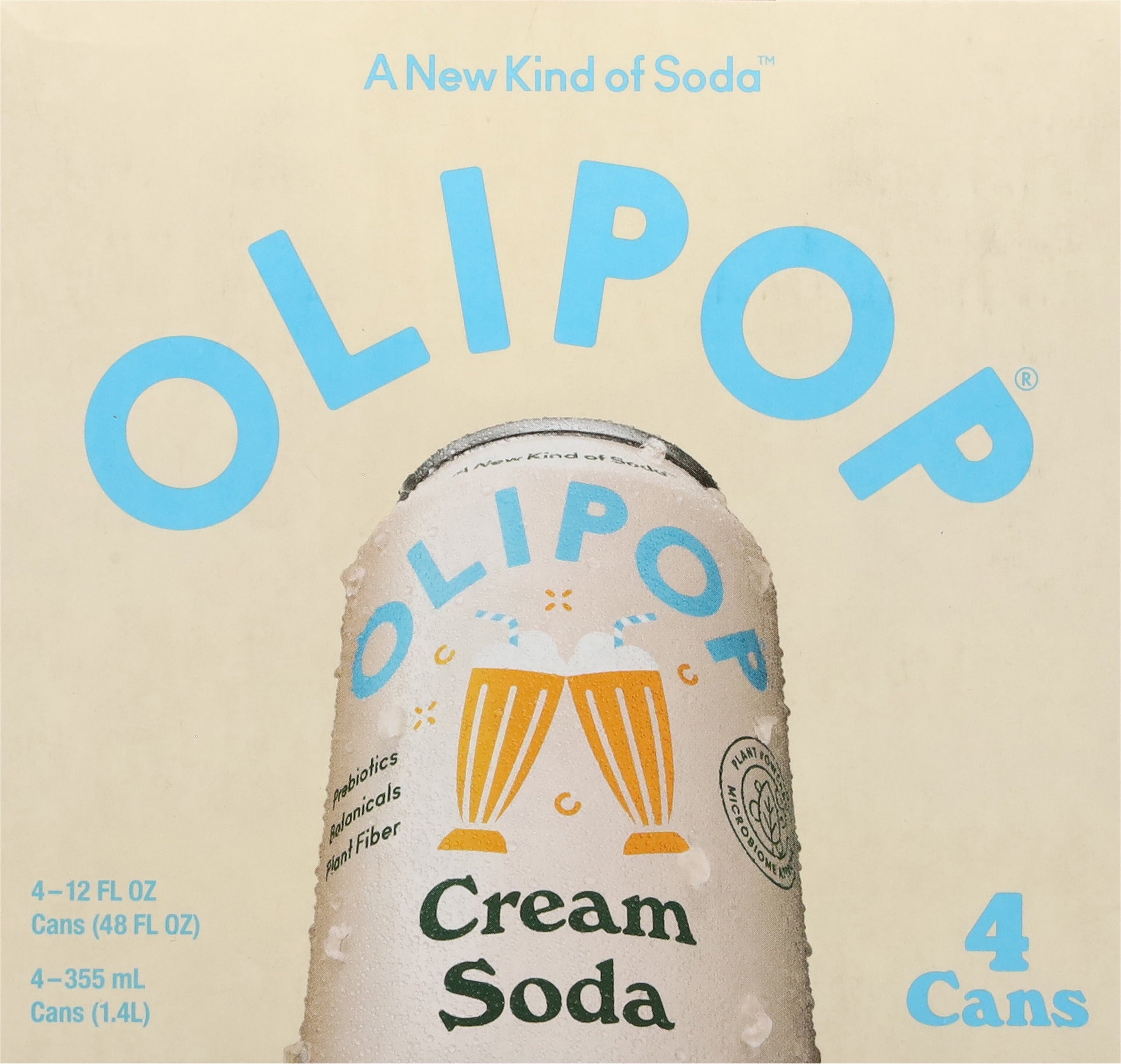 OLIPOP Cream Soda Prebiotic Soda Cans 12 Fl Oz 4 Pack