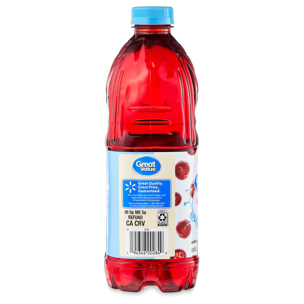 Great Value Zero-Sugar Cranberry Juice Cocktail 64 fl oz Bottle