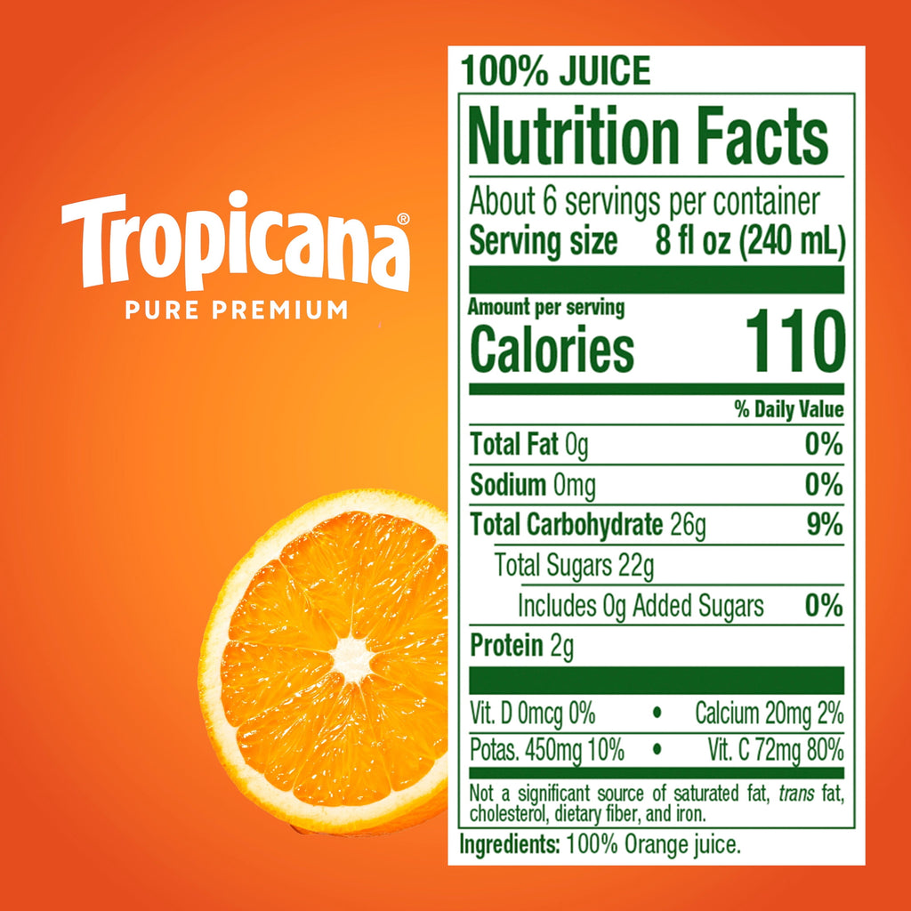 Tropicana Pure Premium 100% Orange Juice Original Some Pulp 46 fl oz