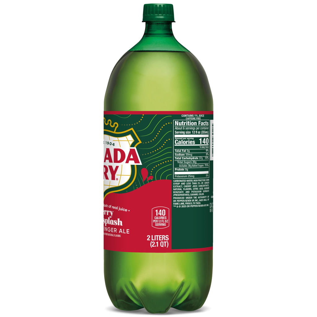 Canada Dry Caffeine Free Fruit Splash Cherry Ginger Ale Soda Pop Bottle 2 L