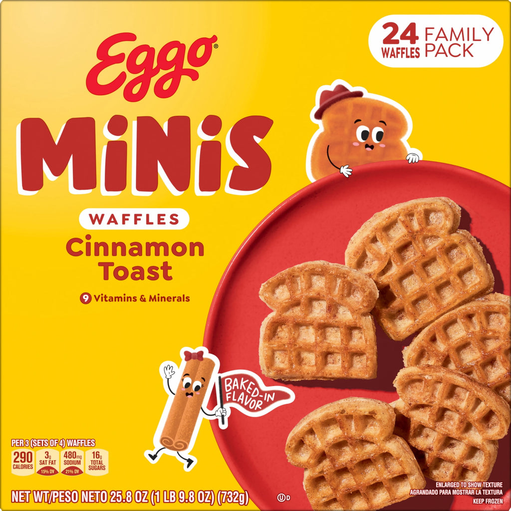 Eggo Minis Cinnamon Toast Waffles Frozen 25.8 Oz 24 Count