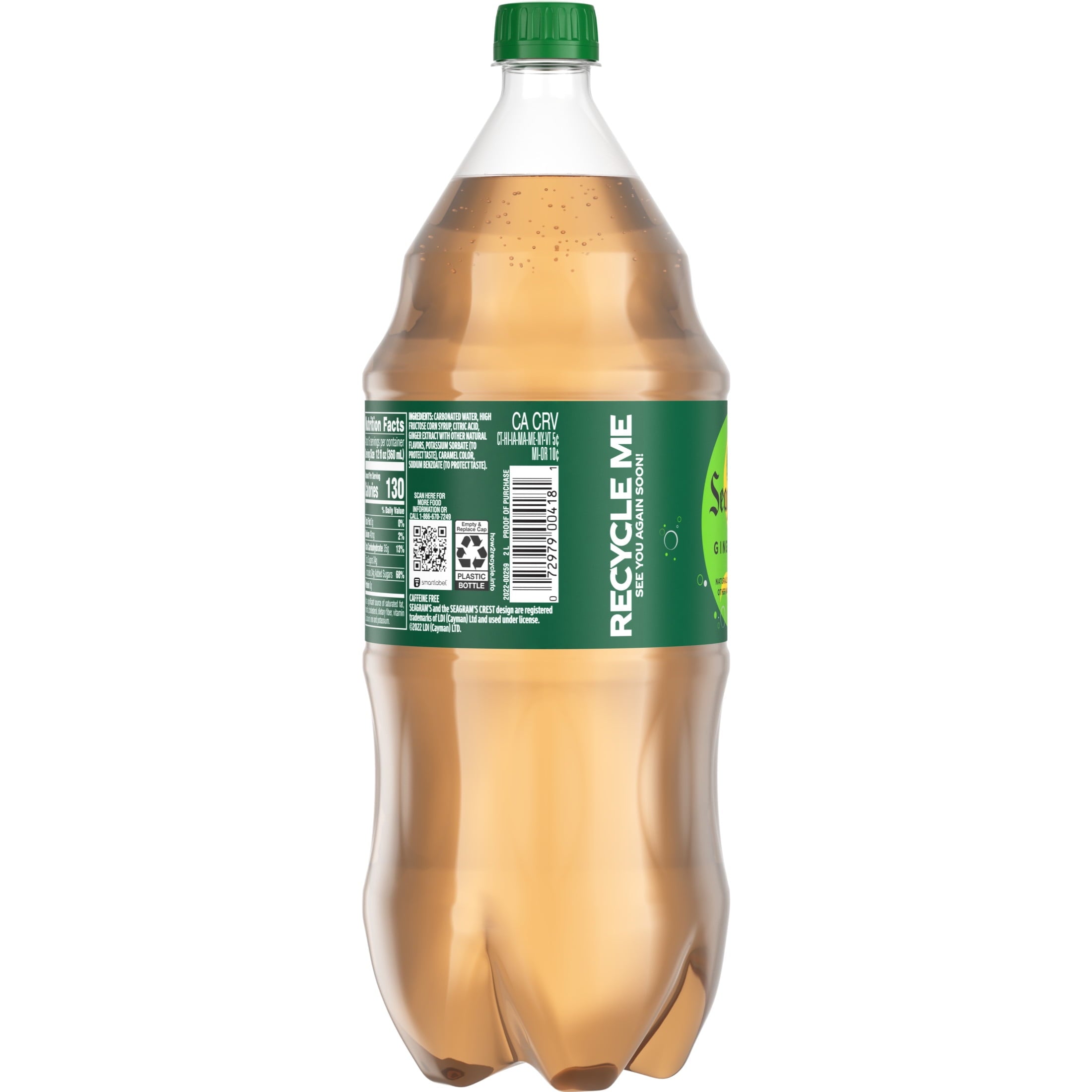 Seagram's Ginger Ale Soda Pop Bottle 2 Liter