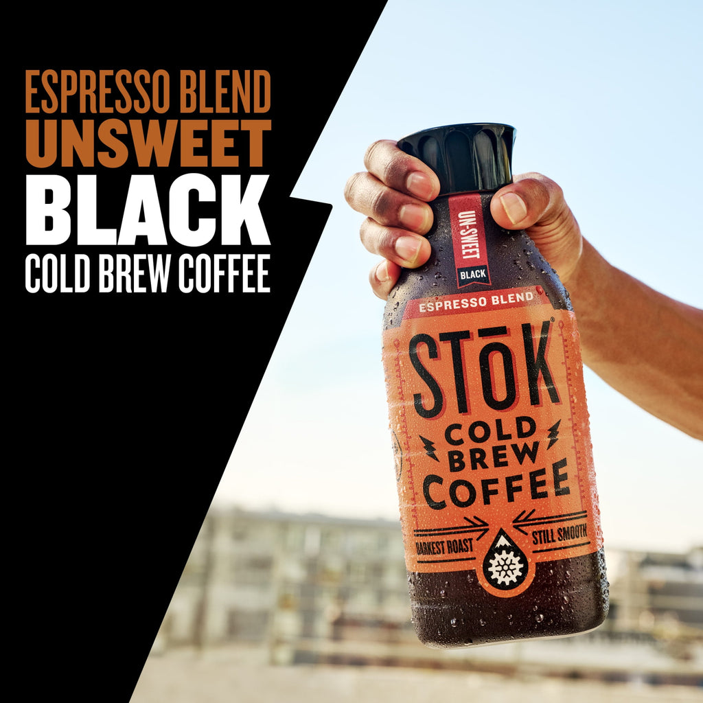 SToK Espresso Blend Naturally Caffeinated Dark Roast Black Unsweetened Cold Brew Coffee 48 fl oz Bottle