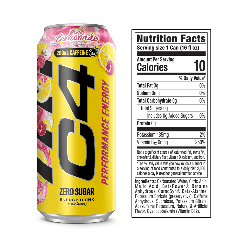 C4 Performance Energy Drink Pink Lemonade 16 fl oz Single Can