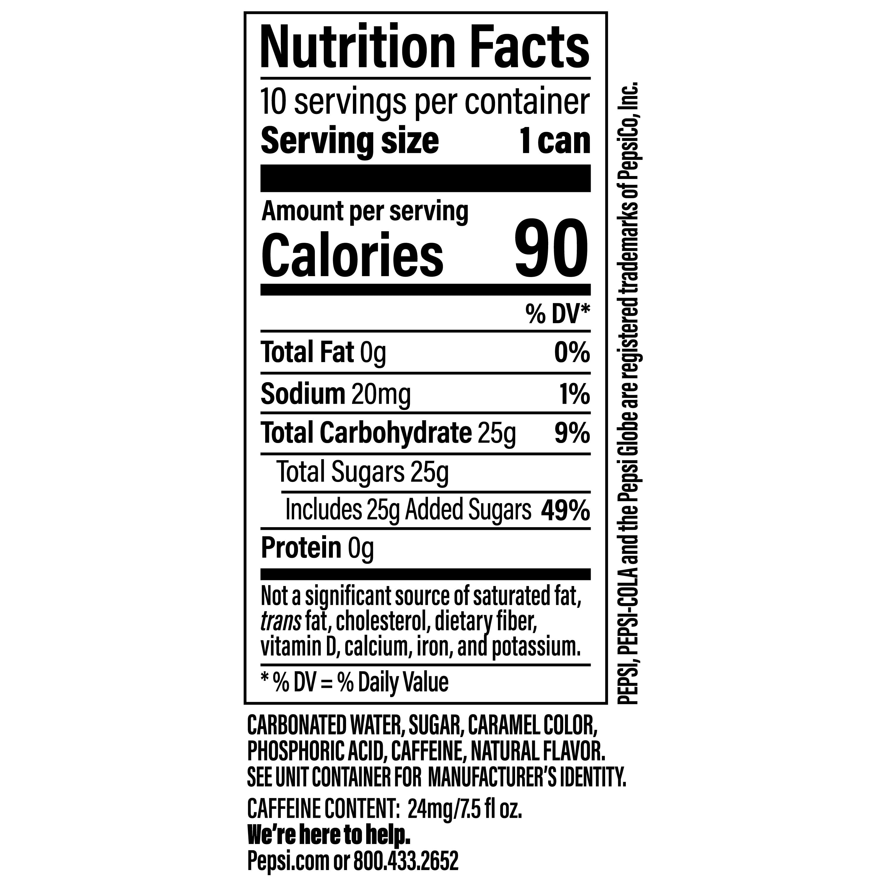 Pepsi Real Sugar Cola Soda Pop Mini Cans 7.5 Fl Oz 10 Pack