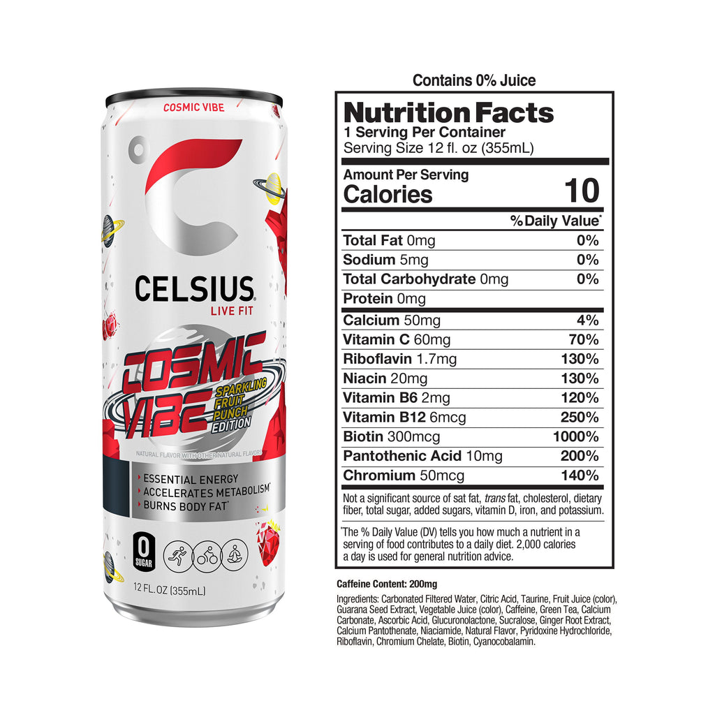 CELSIUS Sparkling Cosmic Vibe Functional Energy Drink 12 fl oz Single Can