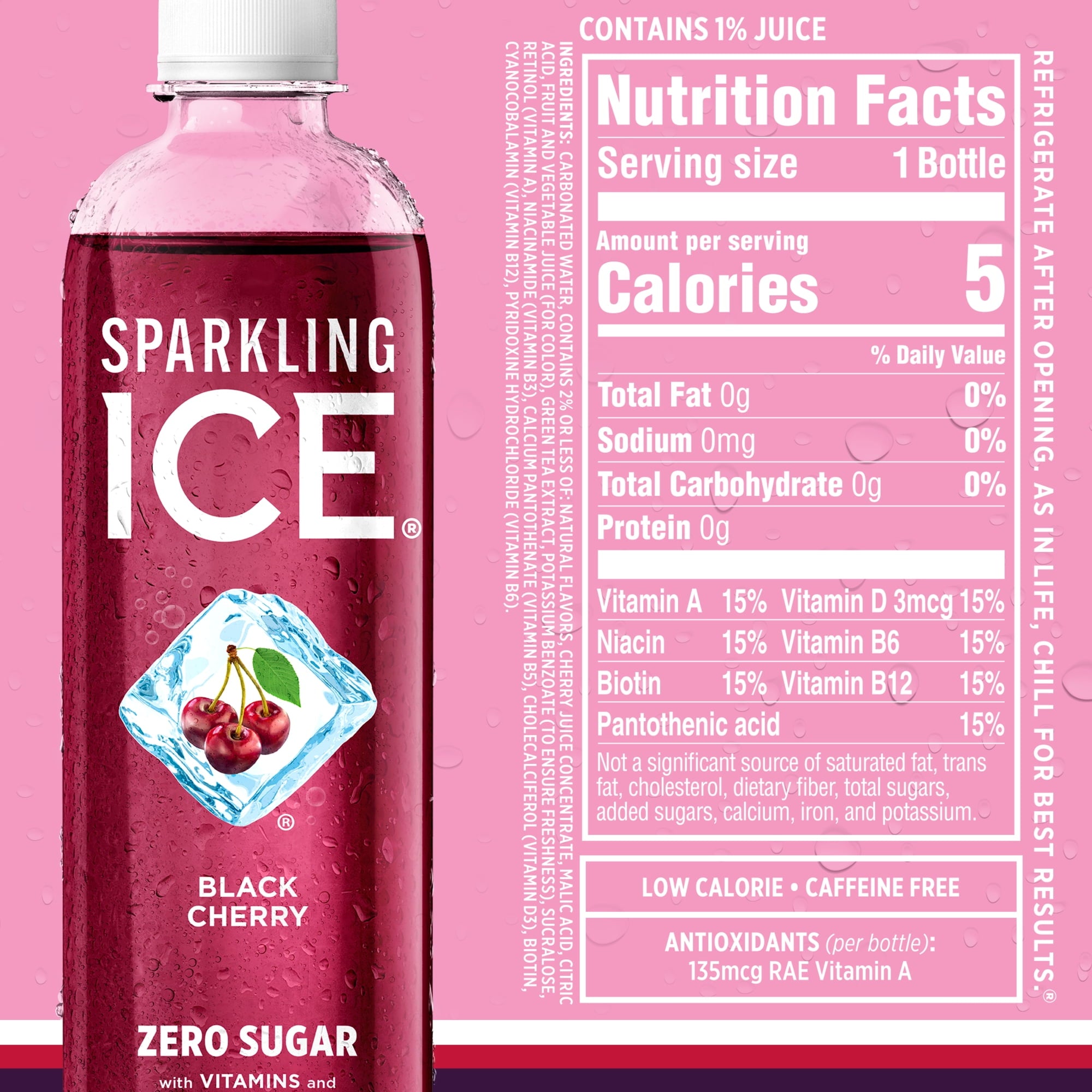 Sparkling Ice Pink Variety Pack Flavored Sparkling Water 17 fl oz 12 Count