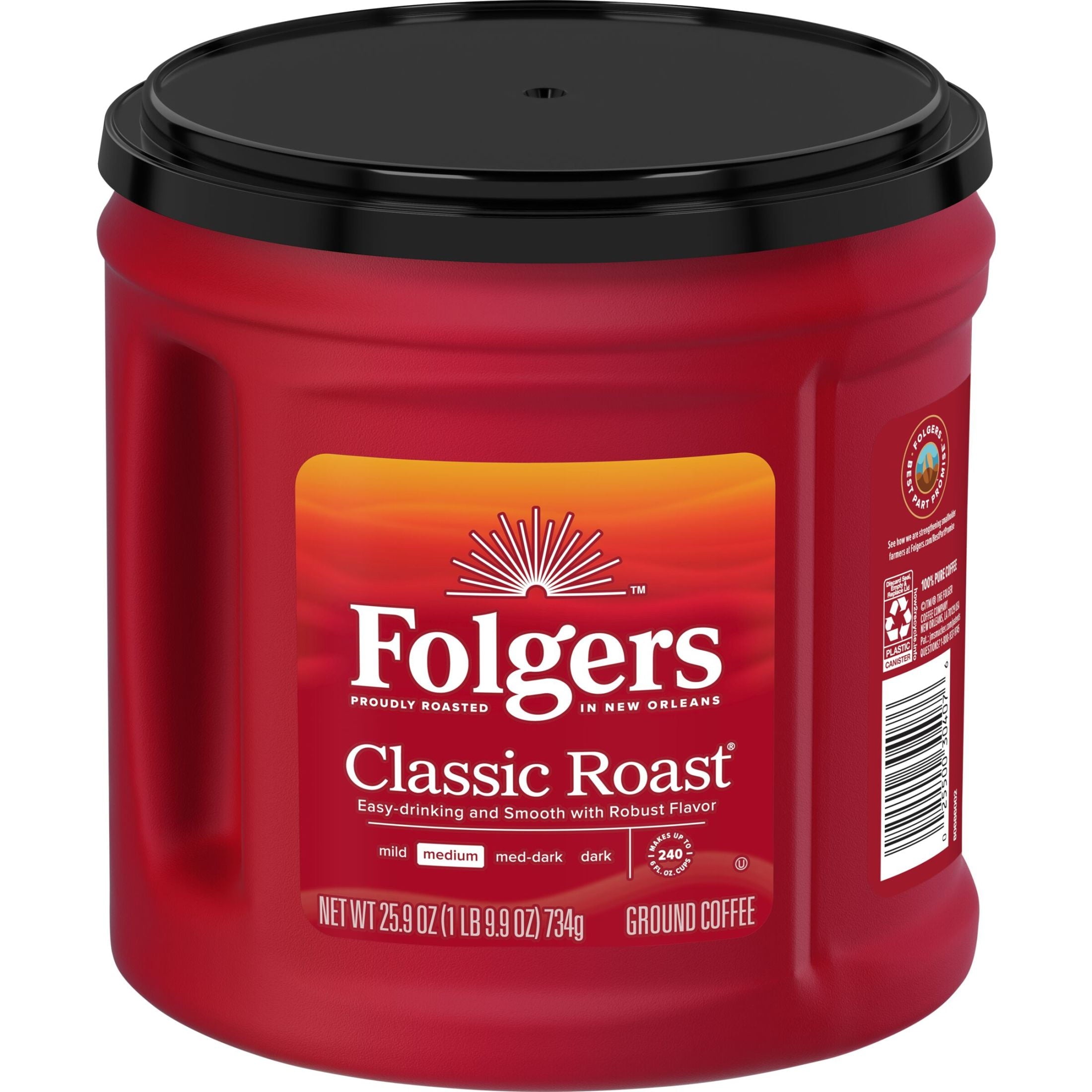 Folgers Classic Roast Medium Roast Ground Coffee 25.9 oz Canister