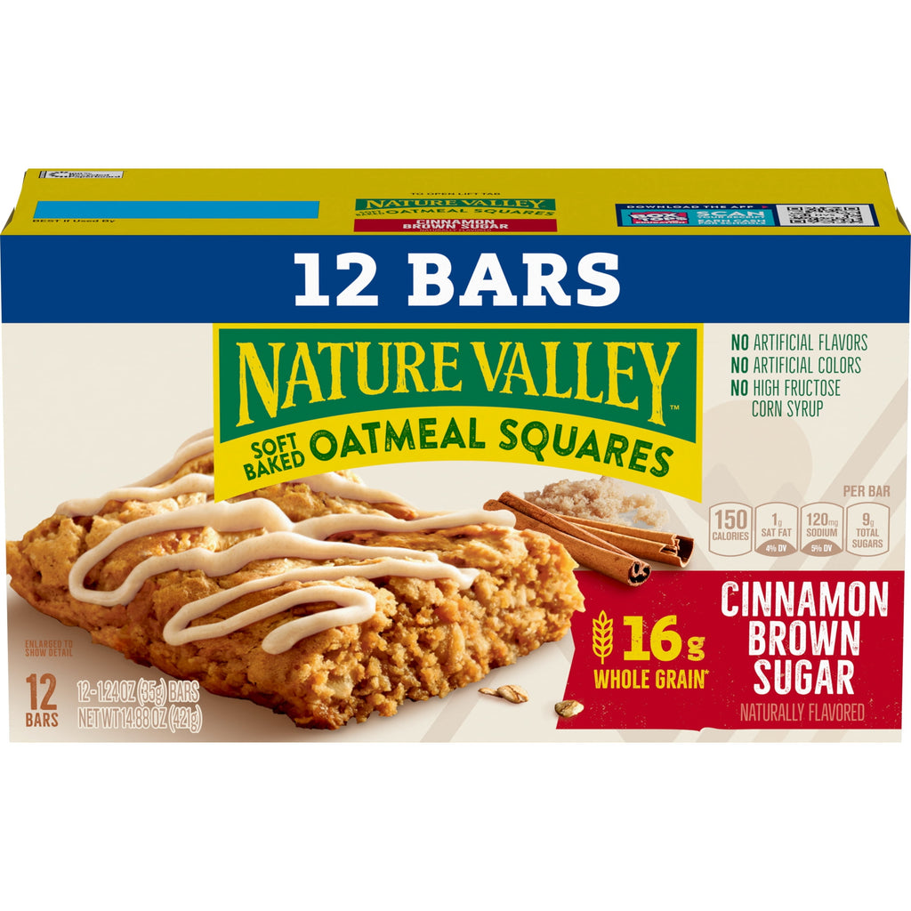 Soft Baked Oatmeal Squares Cinnamon Brown Sugar 14.88 Oz 12 Count Nature Valley