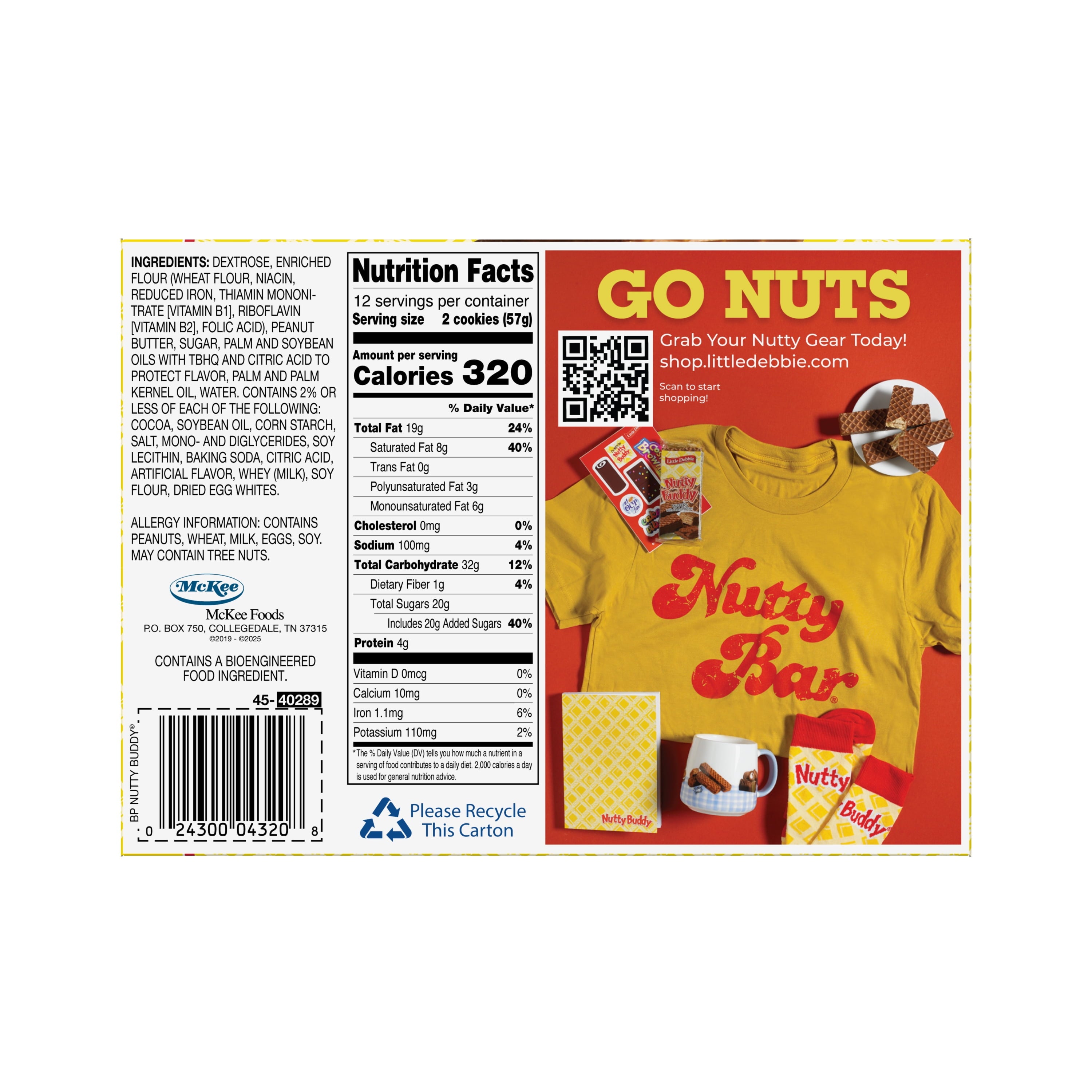 Nutty Buddy Wafer Bars 24.1 Oz 24 Count Little Debbie
